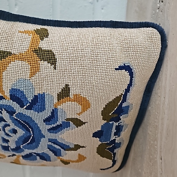 Needlepoint Floral Accent Pillow - Picture 6 of 6
